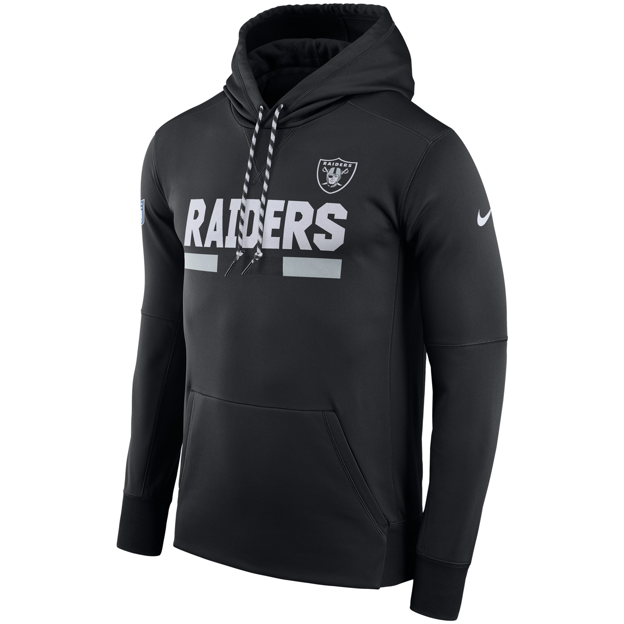 NFL Men Oakland Raiders Nike Black Sideline ThermaFit Performance PO Hoodie